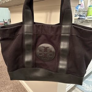 Tory Burch black canvas tote.